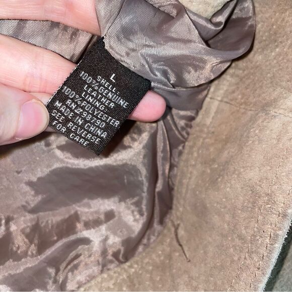 Dollhouse L Suede Leather Jacket Tan Ruffle Coat - Picture 6 of 10